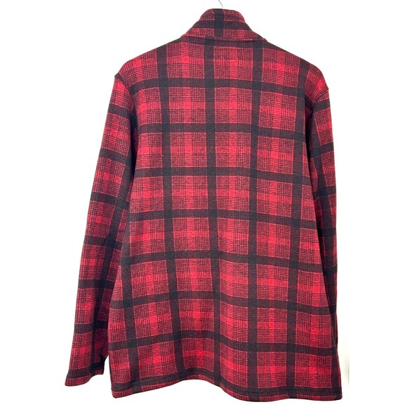 New Mack Russo Men Red Plaid Zip Up Fleece Pullover Sweater Shacket Sz XL 1081H4 - Picture 6 of 11